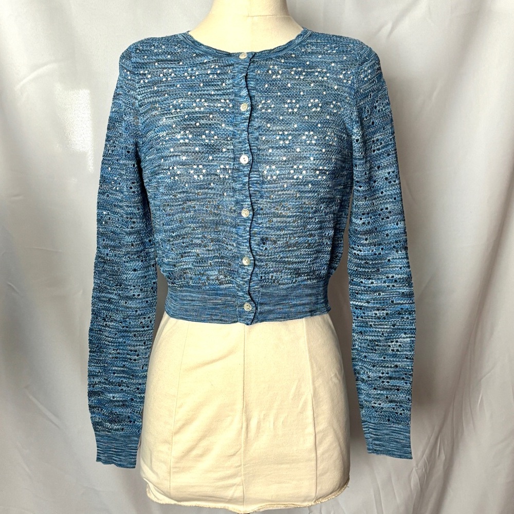 Ciao Lucia Blue Textured Cardigan Sweater